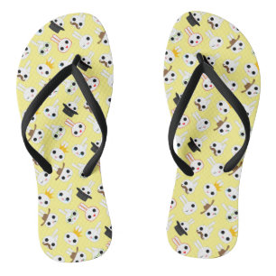Chanclas Bits de conejito lindo Patrón Pastel Amarillo