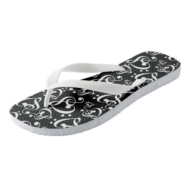 Chanclas Black And White Clef Hearts Music Notes Shoes (Angular)