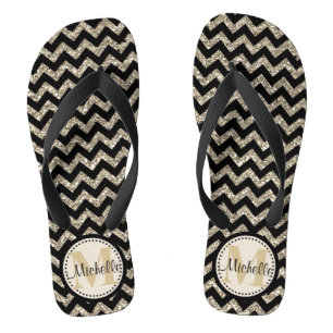 Chanclas Black Chevron Silver Gold Personalizado