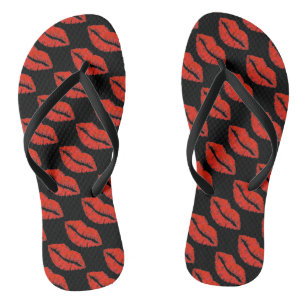 Chanclas Black Red Kiss Lips Lipstick El día de San Valentí