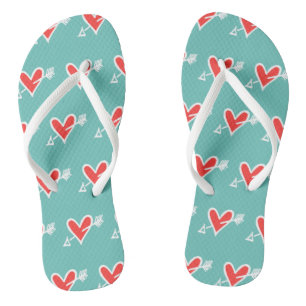 Chanclas Black & Red Love Heart Flip Flops