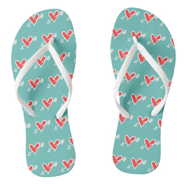 Chanclas Black & Red Love Heart Flip Flops (Plantilla)