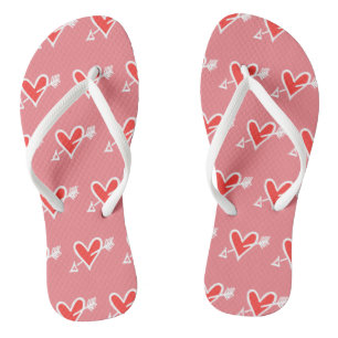 Chanclas Black & Red Love Heart Flip Flops