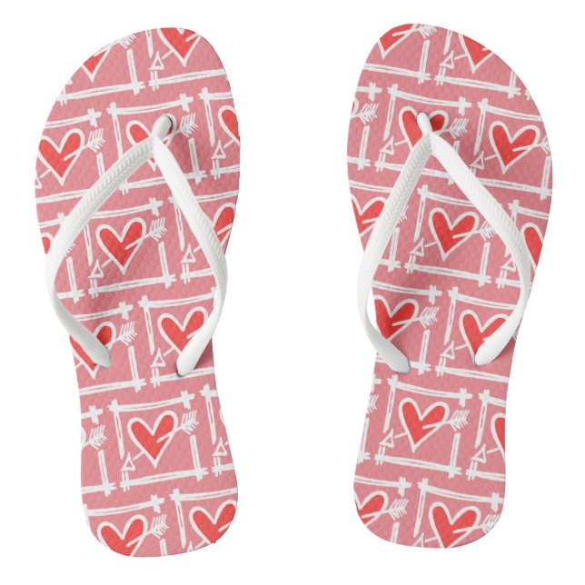 Chanclas Black & Red Love Heart Flip Flops (Plantilla)