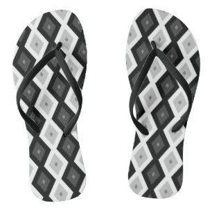 Chanclas Black, white and grey diamond pattern