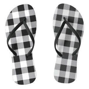 Chanclas Black White Buffalo Gingham Check Plate Holiday