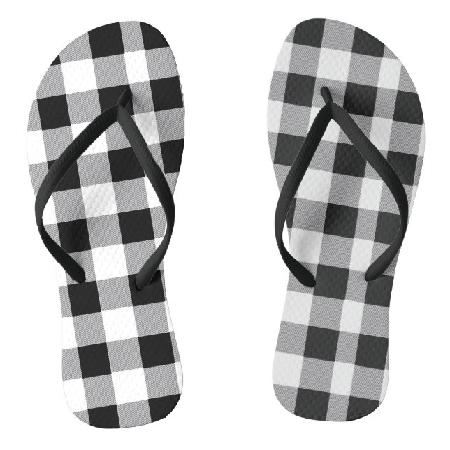 Chanclas Black White Buffalo Gingham Check Plate Holiday (Plantilla)