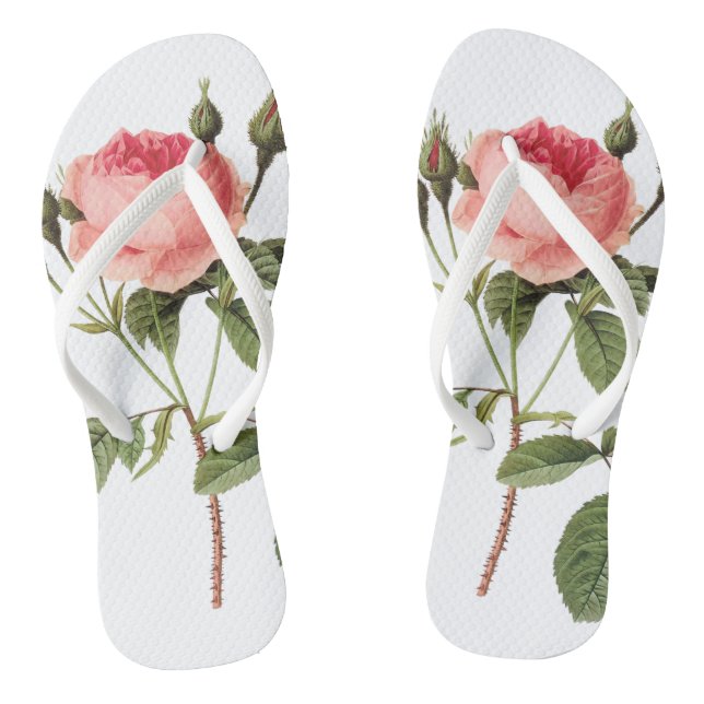 Chanclas blancas de una rosa en cada pie (Plantilla)