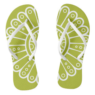 Chanclas Blanco Ornamento Con Fondo Verde