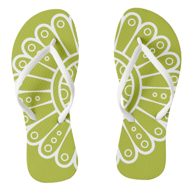 Chanclas Blanco Ornamento Con Fondo Verde (Plantilla)