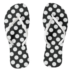 Chanclas Blanco sobre los puntos de polka de gran tamaño ne