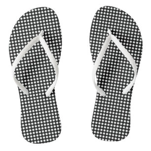 Chanclas Blanco sobre los puntos de polka horizontal de peq
