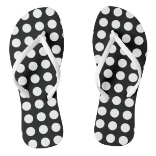 Chanclas Blanco sobre negro grandes puntos horizontales de