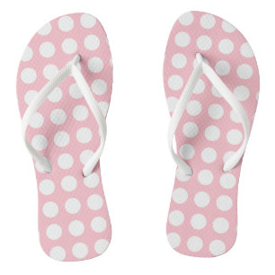 Chanclas Blanco sobre puntos de polka horizontal de gran ta