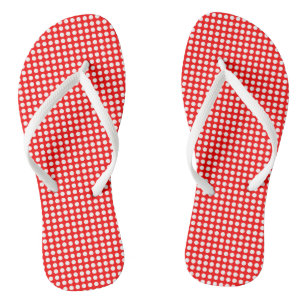 Chanclas Blanco sobre puntos de polka horizontal de pequeño
