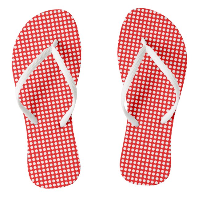 Chanclas Blanco sobre puntos de polka horizontal de pequeño (Plantilla)