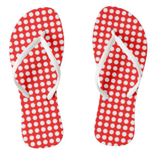 Chanclas Blanco sobre puntos de polka horizontal de tamaño