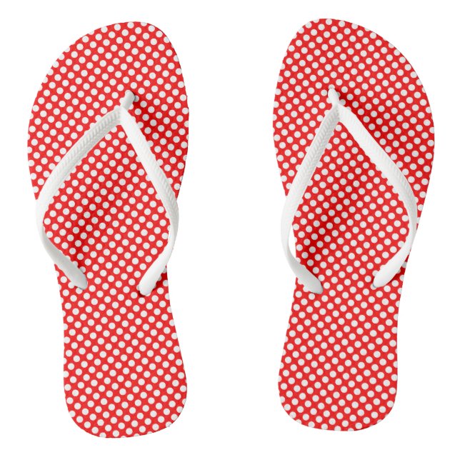 Chanclas Blanco sobre puntos rojos de polka de pequeño tama (Plantilla)
