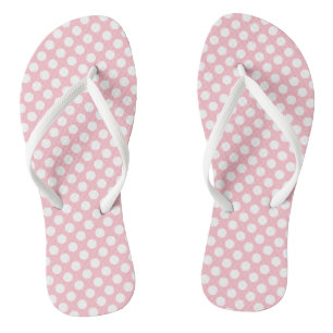 Chanclas Blanco sobre puntos rosados de Polka de tamaño med