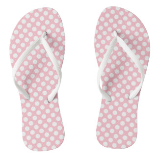 Chanclas Blanco sobre puntos rosados de Polka de tamaño med