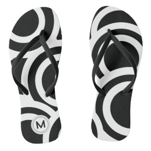 Chanclas Blanco y negro Círculo divertido moderno