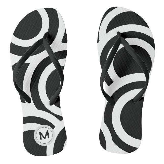 Chanclas Blanco y negro | Círculo divertido moderno (Plantilla)