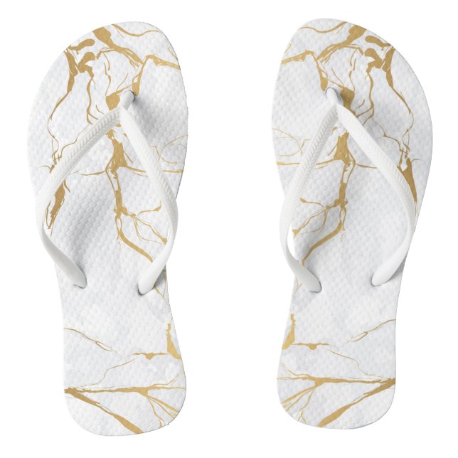 Chanclas Blanco Y Oro Marcado (Plantilla)
