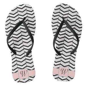 Chanclas Blancos negros y chevron Flip Flops