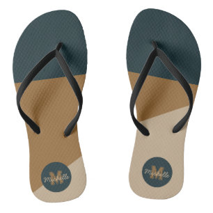 Chanclas Bloque de color beige verde vintage monogramado