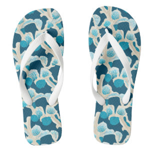 Chanclas Blue Abstract Ocean Floor   Patrón costero