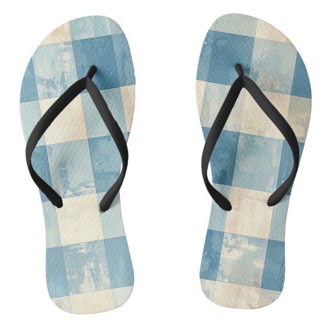 Chanclas Blue and cream checkered pattern (Plantilla)