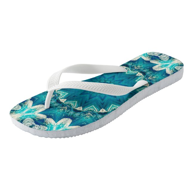 Chanclas Blue Aqua Mandala Rosette Retro Hippie (Angular)
