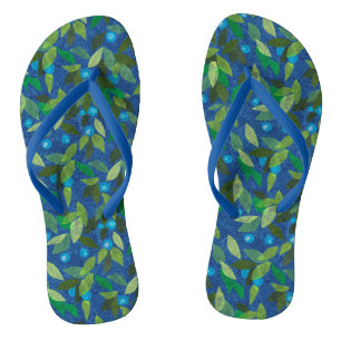 Chanclas Blue Berries Patrón floral mínimo Botánica simple