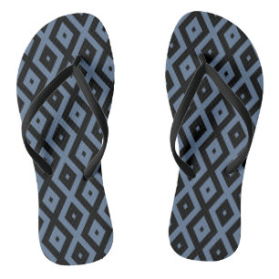 Chanclas Blue grey and black diamond pattern