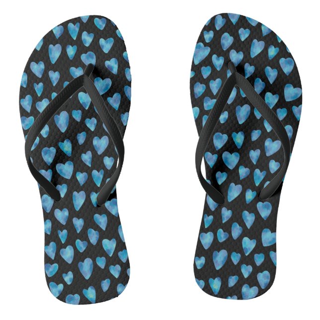 Chanclas Blue Love Heart Watercolor (Plantilla)