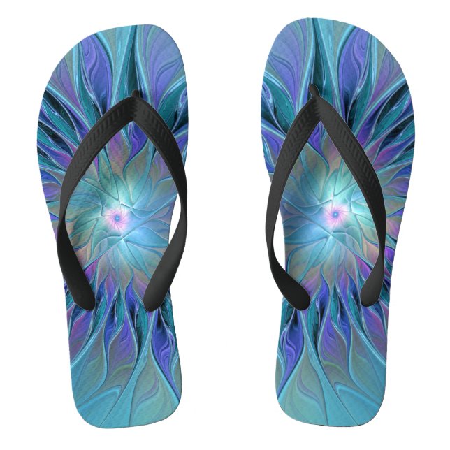 Chanclas Blue Purple Flower Dream Resumen arte fractal (Plantilla)