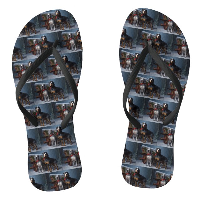 Chanclas Bluetick Coonhound Nevado Trineo Navidad Decoració (Plantilla)