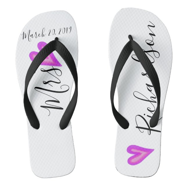 Chanclas Boda Bride Flip Flops Nombre de fecha personalizad (Plantilla)