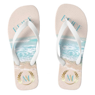 Chanclas Boda Bride FlipFlops   Moderna playa de Monograma