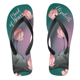 Chanclas Boda de flores retro Lotus personalizado