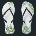 Chanclas Boda de follaje acuático<br><div class="desc">Este diseño presenta un bonito paisaje de acuarela tropical con un estilo moderno y simplista. Coordina con nuestros productos y accesorios de papel Boda Watercolor Foliage. Un gran favor de boda para todas las damas de honor.</div>