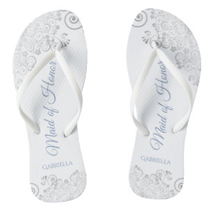 Chanclas Boda de honor Silver Lace y Dusty Blue Maid