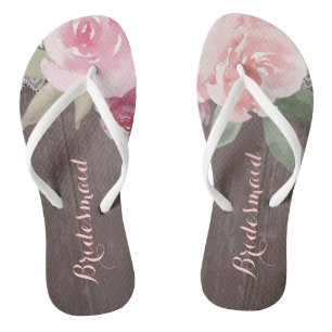 Chanclas Boda de la dama de honor floral de acuarela rusa
