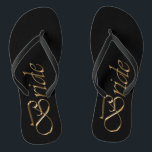 Chanclas Boda de moda elegante de escritura de oro negro de<br><div class="desc">Novia,  escritura dorada y boda negro y elegante de moda Flip Flops</div>
