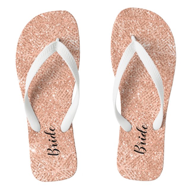 Chanclas Boda de novia Purpurina de oro rosa rosa (Plantilla)