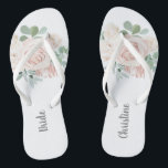 Chanclas Boda de novia Rubor Eucalipto floral rosa<br><div class="desc">Estos flip-flops de novias con eucaliptos florales rosados personalizados harán el regalo perfecto para la novia.  Visita mi colección de bodas para ver todos los elementos de coordinación.</div>