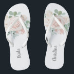 Chanclas Boda de novia Rubor Eucalipto floral rosa<br><div class="desc">Estos flip-flops de novias con eucaliptos florales rosados personalizados harán el regalo perfecto para la novia.  Visita mi colección de bodas para ver todos los elementos de coordinación.</div>