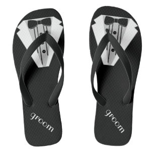 Chanclas Boda de playa negra de los novios del flip-flop el