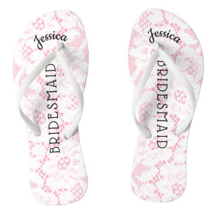 Chanclas Boda de playa para dama de honor   Encaje blanco f