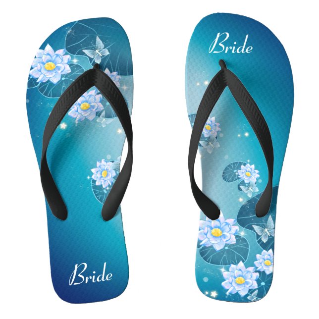 Chanclas Boda del patrón azul floral de Lotus (Plantilla)